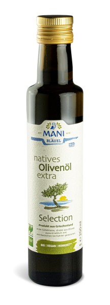 MANI Bläuel natives Olivenöl extra, Selection, bio, NL Fair, 0,25 l Flasche