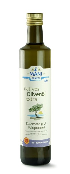 MANI Bläuel natives Olivenöl extra, Kalamata g.U. bio, 0,5 l