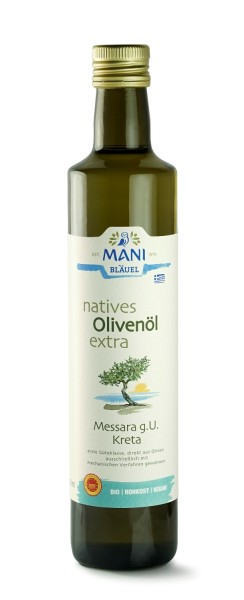 MANI Bläuel natives Olivenöl extra, Messara g.U. Kreta, bio, 0,5 l